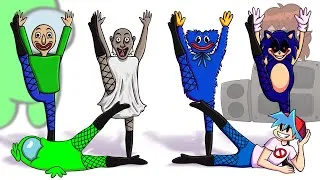 Thumbnail: FastToons Spooky FNF QUEST | Escape from Baldi, Granny, Huggy Wuggy, Sonic.exe | Among Us Cartoon
