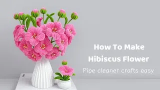 Thumbnail: DIY Hibiscus Flower | How to beautiful hibiscus flower using colorful pipe cleaners | handmade diy 