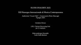 Thumbnail: Girolamo Deraco: CPU, Clarinet Processing Unit, per 11 clarinetti.