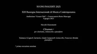 Thumbnail: Niccolò Chiaramonti: Clinamen, per clarinetto, violoncello e pianoforte