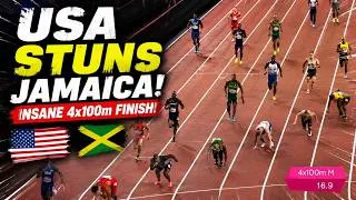 Thumbnail: USA STUNS JAMAICA! The CRAZIEST 4x100m Finish You’ll Ever See