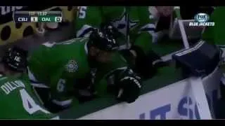Thumbnail: Rich Peverley collapses on the bench during the Dallas Stars   Columbus Blue Jackets game 3 10 14