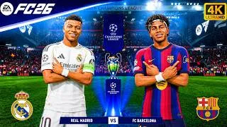 Thumbnail: FC 26 | Real Madrid vs Barcelona | UEFA Champions League Final 🔥 Rodri Debut? Yamal ,Mbappé |PC™4K60