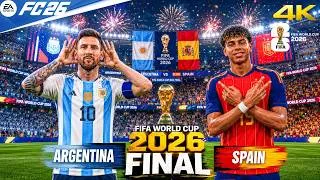 Thumbnail: FC 26 - Argentina vs Spain | FIFA World Cup 2026 Final | Ft, Messi Yamal |PC™ Gameplay 4K60