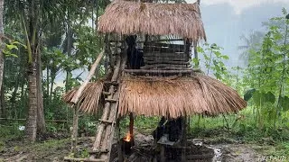 Thumbnail: Father & Son FACING Heavy Rain & Thunderstrom - Building a 2-Story Shelter in Heavy Rain‼️