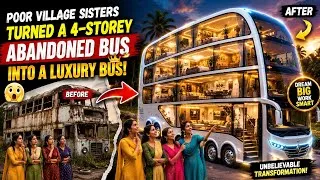 Thumbnail: Poor Village Sisters Turned an Abandoned Bus Into a 4-Story Luxury Bus 😱 | Amazing Transformation
