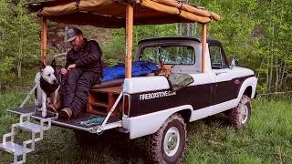 Thumbnail: Camping in a Classic Truck with Maggie & Ursa Firebox Stove Spinach Calzone & 1-POT French toast