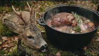 Thumbnail: Slow Cooking a Giant Deer Leg in a Dutch Oven [ASMR]