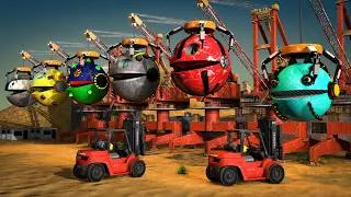 Thumbnail: Pacman & Cartoon Cat & Robot Pacmans | 3D Physics Simulation