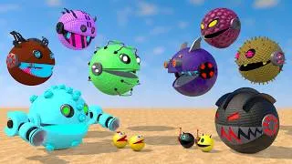 Thumbnail: PACMAN 3D Robot Collision Dynamics | Cinema 4D Physics Simulation
