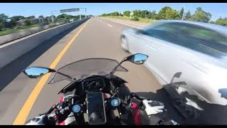 Thumbnail: NEAR MISS in a POLICE CHASE! | Motovlog to Car Show Gone WILD 🔥💀 | 25 Ninja 500SE | Beginner Rider |