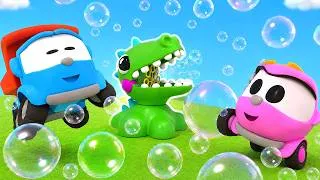 Thumbnail: Leo the truck is building a bubble machine for the robots to play with.