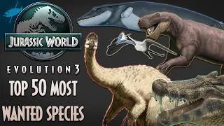 Thumbnail: Top 50 Most Wanted Species for Jurassic World Evolution 3