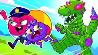 Thumbnail: Scary Dino Robot Song 😨🤖 Playing Dinosaurs Song 🤩 Kids Songs by VocaVoca Berries #song #viralvideo