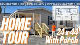 Thumbnail: DRYWALL Manufactured Home TOUR with a 12x12 PORCH??! CHAMPION LAKE MANOR 24x44 2 BED 2 BATH (2026)