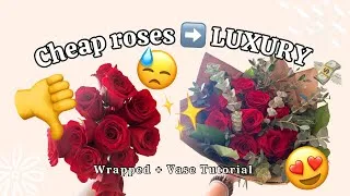 Thumbnail: Wrapped Roses Tutorial 🌹 Make Grocery Store Roses Look Expensive (Vase + Wrap)