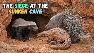 Thumbnail: The Siege at the Sunken Cave — A Mother Pangolin and Porcupine Defend Their Cave! 🦡🛡️