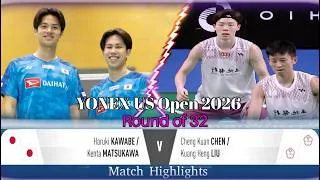 Thumbnail: YONEX US Open 2026 - Kawabe–Matsukawa (JPN) vs Chen–Liu (TPE) - R32 Highlights
