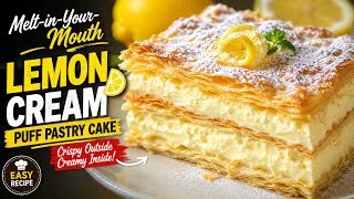 Thumbnail: The Most Delicious Melt-in-Your-Mouth Lemon Cream Puff Pastry Cake Easy Homemade Dessert Recipe