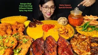 Thumbnail: Eating Spicy Achar, Masala Baingan, Pakoda, Khichdi | Big Bites | Asmr Eating | Mukbang