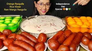 Thumbnail: Eating Orange Rasgulla, Rice Kheer, Gulab Jamun | Big bites | Asmr Eating | Mukbang