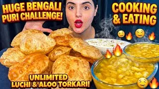 Thumbnail: Cooking & Eating: Huge Soft Puri with Sada Aloor Torkari, Payes || Mukbang Eating Show 