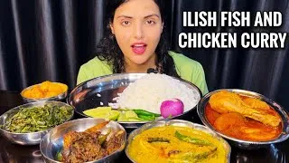 Thumbnail: Rice, Lal Lal Murgir Jhol, Sorshe Ilish, Pat Saag, Ilish Macher Tel, Papaya Curry | Mukbang Eating 