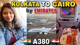 Thumbnail: Kolkata to Cairo via Dubai by Emirates A380 ✈️ | Flight Experience & Food Review 🍱