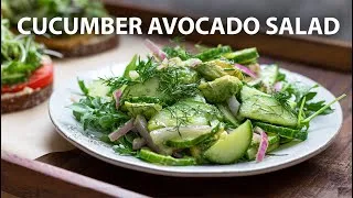 Thumbnail: CUCUMBER AVOCADO SALAD Recipe | Easy Vegetarian and Vegan recipe | Salad recipes