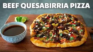 Thumbnail: Beef Quesabirria Pizza with Consommé Dip | Food Wishes