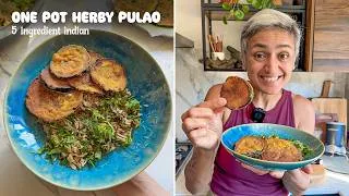 Thumbnail: Herby PULAO with Crispy AUBERGINE - all made with 5 INGREDIENTS!