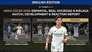 Thumbnail: Arda Güler 2026: Espanyol, Real Sociedad & Málaga — Match, Development & Reaction Report