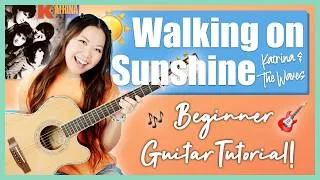 Thumbnail: Walking On Sunshine ☀️ Katrina & The Waves 🌊 Beginner Guitar Tutorial Lesson 🎸 | Chords & Strumming!