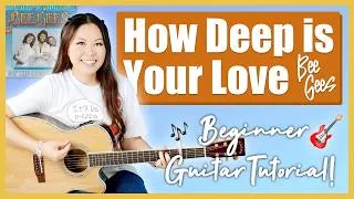 Thumbnail: How Deep Is Your Love 💗 Bee Gees 🪩 Beginner Guitar Tutorial Lesson 🎸 | Chords, Strumming & Guide! 📝