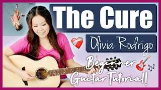 Thumbnail: The Cure 🥼 Olivia Rodrigo 💗 Beginner Guitar Tutorial Lesson 🎸 | Chords, Strumming & Printable Guide!