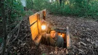 Thumbnail: Building  a cozy dugout with a fireplace in the forest  Shelter for survival