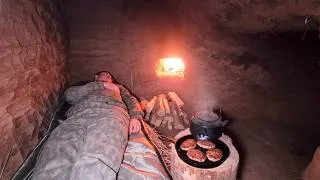 Thumbnail: Building of a secret cave. Bushcraft survival. Forest cooking