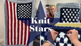 Thumbnail: 🇺🇸 Chunky Knit American Flag Blanket - How to do the Stars Using Fair Isle Colorwork Technique