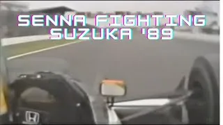 Thumbnail: Ayrton Senna onboard fighting, attacking and waving at Suzuka 1989