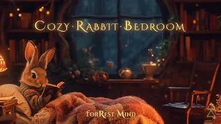 Thumbnail: 🌙☔ Cozy Rabbit Bedroom • Rainy Forest Sounds, Sleep Music & Reading Ambience
