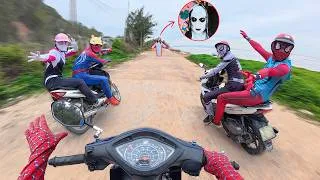 Thumbnail: A chase on the racetrack! 5 Spider-Men flee from the Serbian Dancing Girl (First-person perspective)