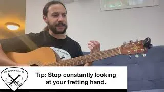 Thumbnail: Stop Looking at Your Fretting Hand! | A Guitarist's Essential Skill