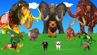 Thumbnail: 8 Giant Mammoth Elephant Cow Vs Zombie Tiger Panther Vs 5 Giant Lion Wolf Dinosaur Saved By Mammoth