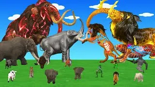 Thumbnail: 10 Giant Mammoth vs 5 Giant Tiger Lion Attack Baby Son Cow Gorilla Buffalo Saved By Woolly Mammoth