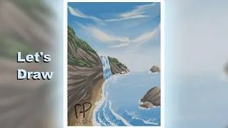 Thumbnail: Waterfall on Beach Cliff/ Digital Painting with CSP