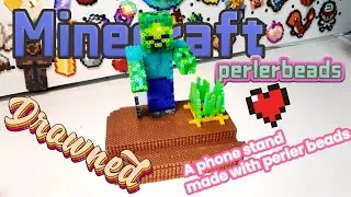 Thumbnail: When Minecraft Meets Perler Beads, a 'Hand Raising' Drowned Phone Stand Is Born!