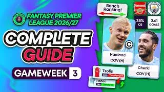 Thumbnail: FPL GW3 COMPLETE GUIDE ⁉️ TRIPLE CAPTAIN HAALAND! ⚡ | Fantasy Premier League 2026/27
