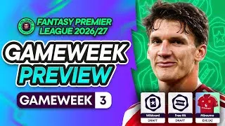 Thumbnail: FPL GAMEWEEK 3 PREVIEW! 🔮 TZOLIS SUBBED AT HALF TIME ⚠️ | Fantasy Premier League 2026/27
