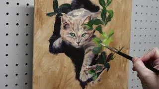 Thumbnail: Painting a Cat Under a Bush | Oil Painting Time Lapse