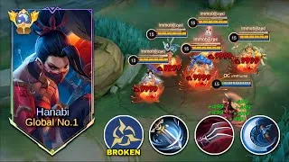 Thumbnail: GLOBAL HANABI NEW META ONE SHOT CRIT TRUE DAMAGE BUILD GUIDE 😱!! TOTALLY BROKEN 🔥.